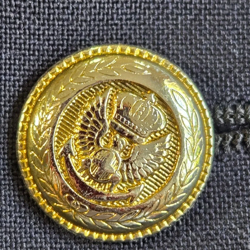 Jos. A. Bank Blazer Mens 46R Navy Blue 100% Wool Gold Crest Button Kent Coat
